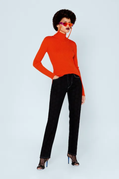 orange ribbed turtleneck