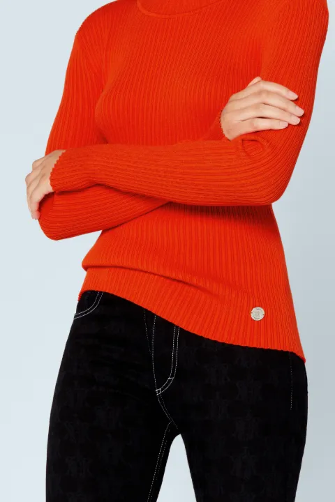 orange ribbed turtleneck