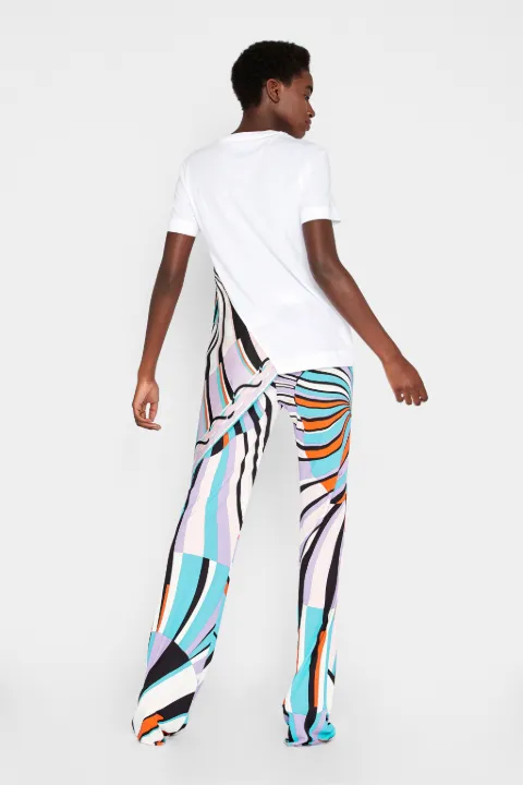 flared print trousers