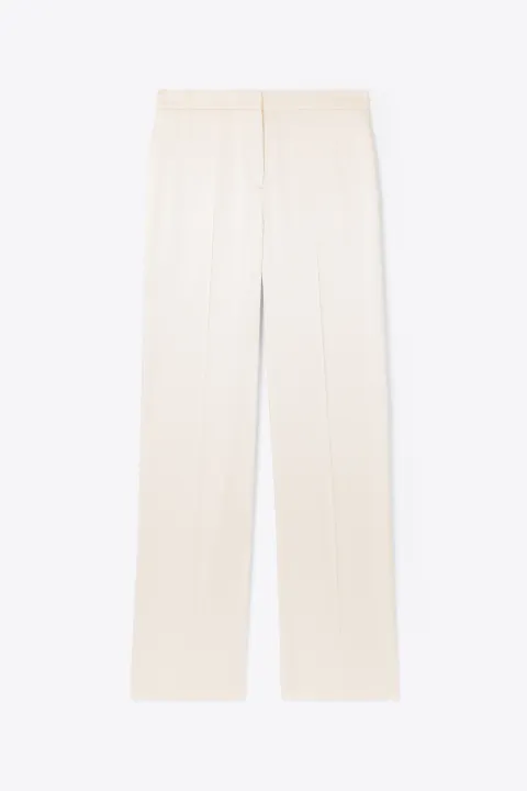 Straight-Leg Satin Trousers in neutrals 
