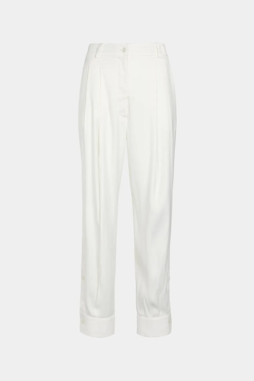 white tapered trousers