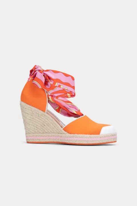 orange espadrille wedges