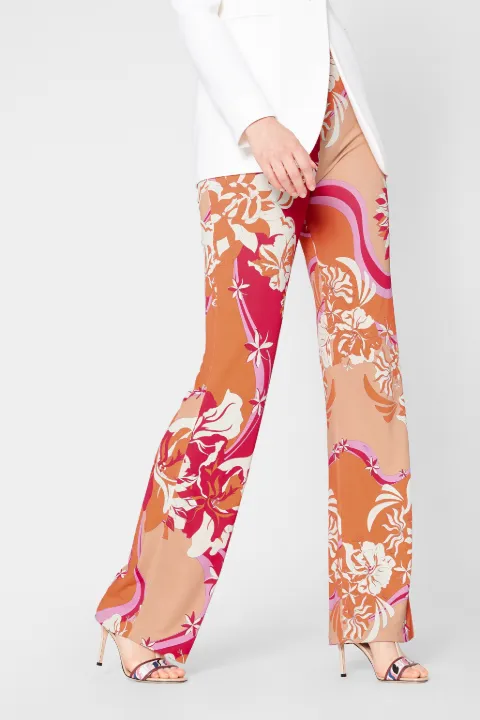 printed flared trousers