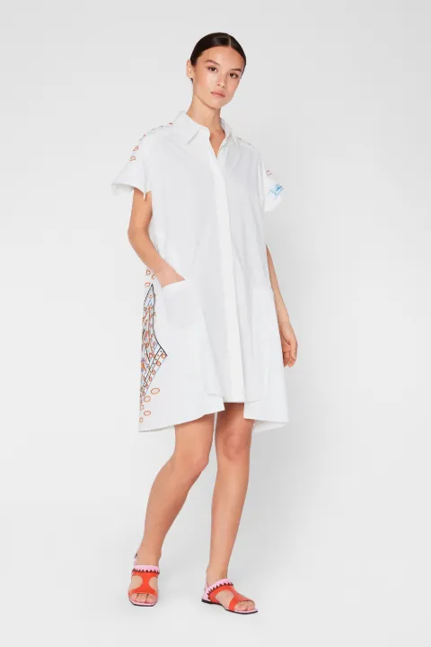 white broderie anglaise shirt dress