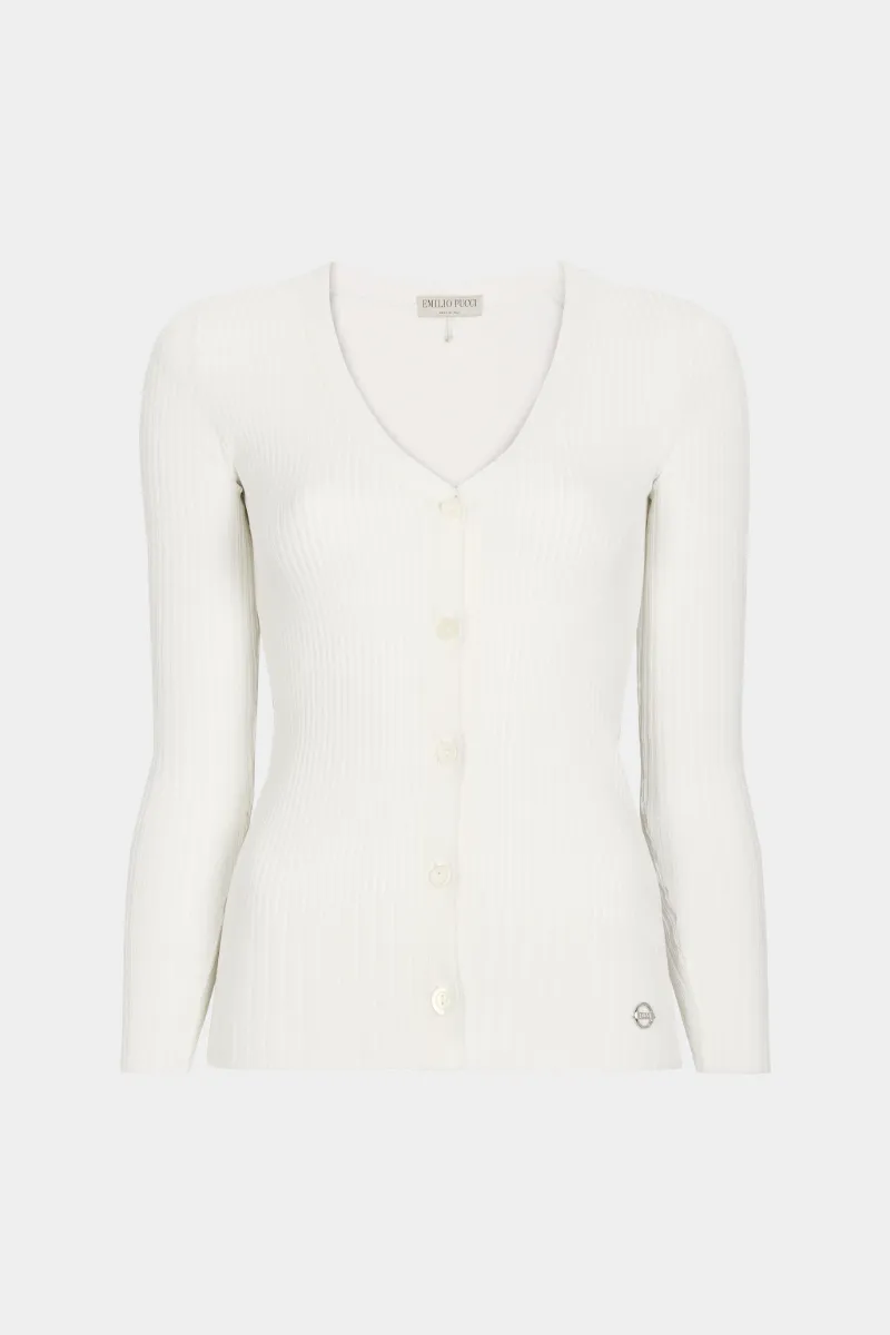 white ribbed cardigan