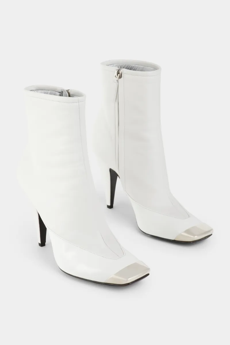 square toe white boots