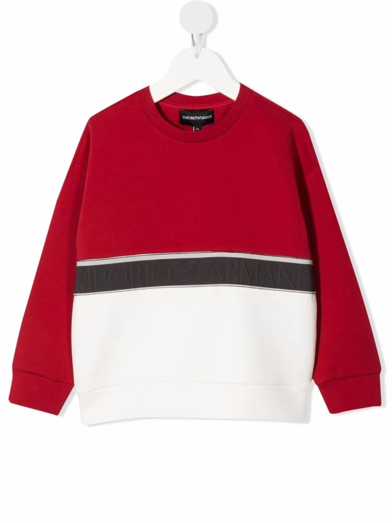 red armani sweatshirt