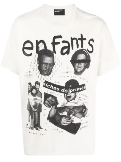 ENFANTS RICHES DÉPRIMÉS ホワイト Tシャツ ENFANTS RICHES DÉPRIMÉS Distressed Logo-Print Cotton-Jersey T