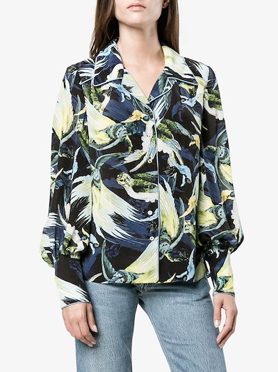 bird print shirt women's