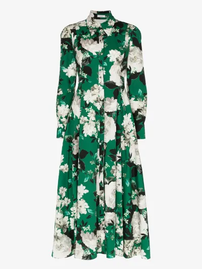 green and white floral dress