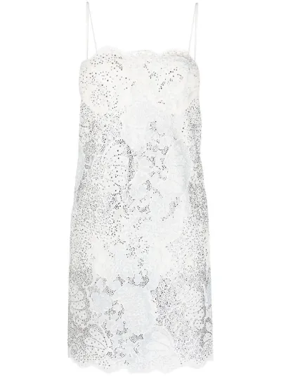 crystal embellished guipure lace shift dress Ermanno Scervino