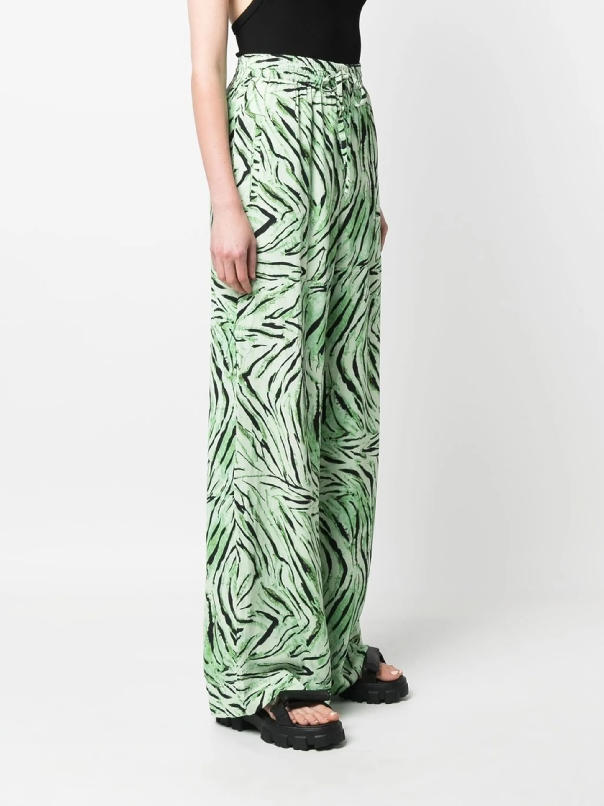 wide leg zebra print trousers