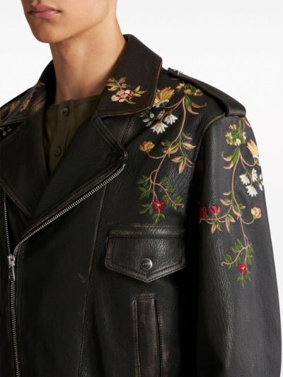 ETRO floral embroidery leather biker jacket Eraldo SB