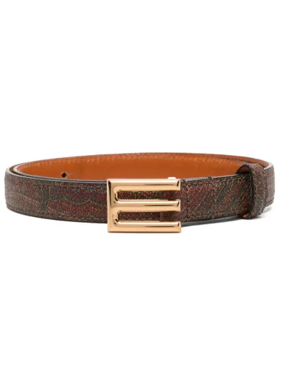 logo-buckle paisley leather belt | ETRO | Eraldo.com