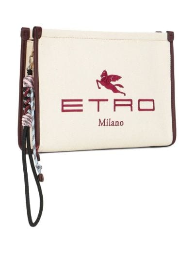 logo-detail zipped clutch bag, ETRO