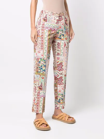 ETRO Pantaloni crop con stampa a fiori toni neutri | MODES