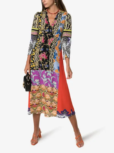 patchwork midi dress