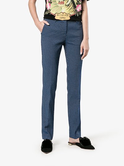 blue polka dot trousers