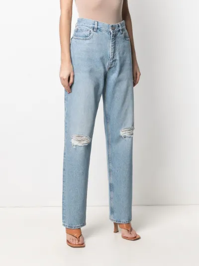 ETRO ripped-knee straight-leg jeans 