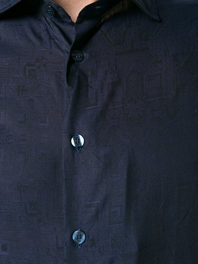 Etro Slim Fit Patterned Shirt Blue Modes
