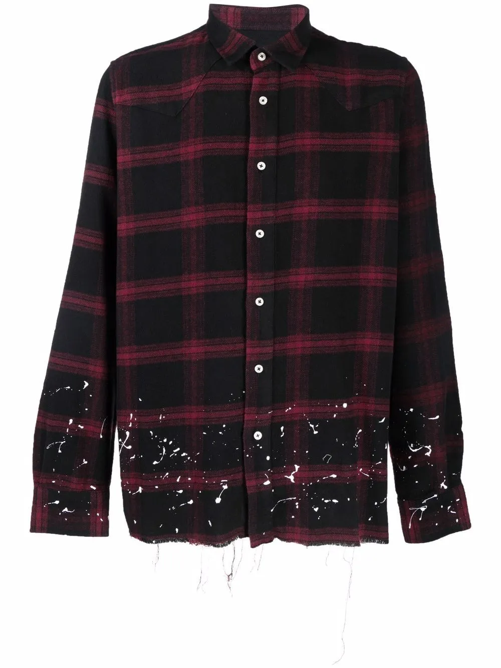 splatter-print plaid flannel shirt 