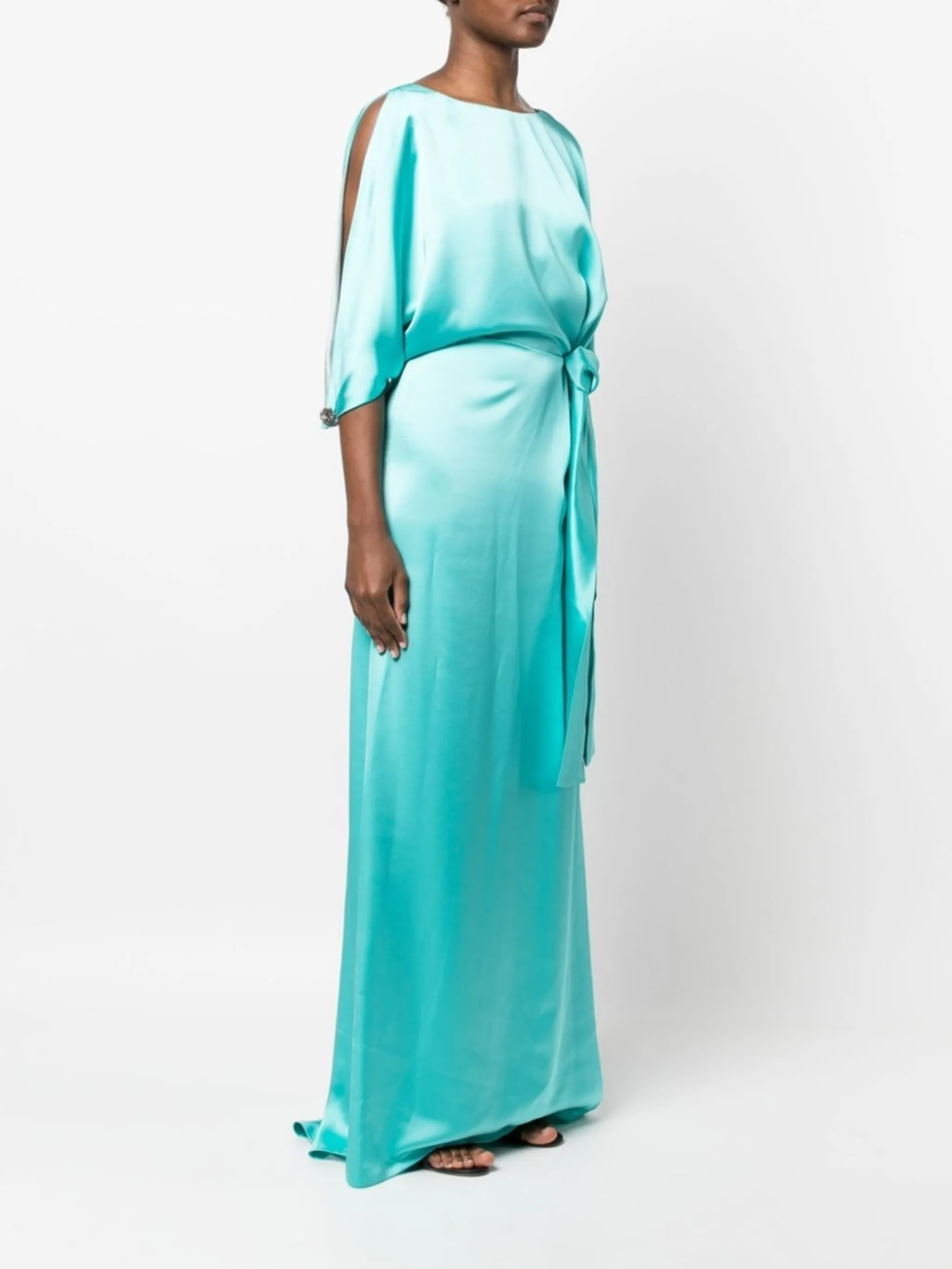 draped silk gown Fely Campo