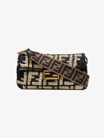 fendi baguette raffia shoulder bag