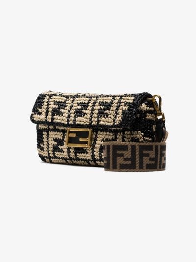 fendi baguette raffia shoulder bag