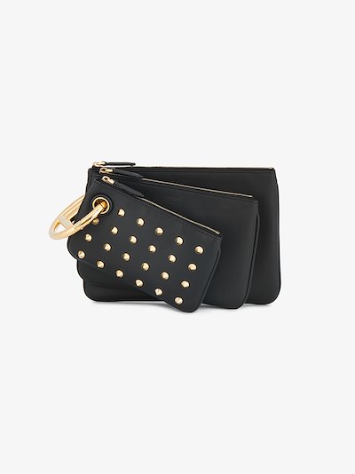 fendi black leather clutch