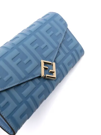 FENDI Continental debossed logo leather wallet on chain Eraldo KW