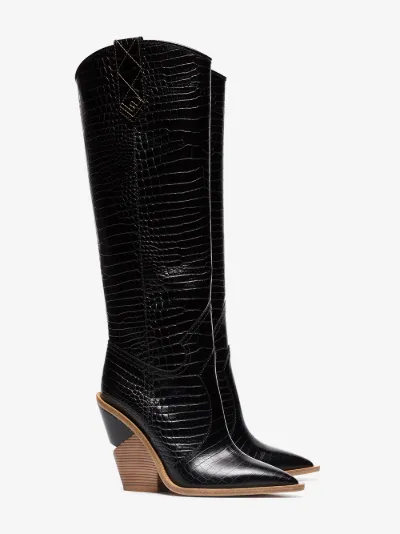 fendi cowboy boots black