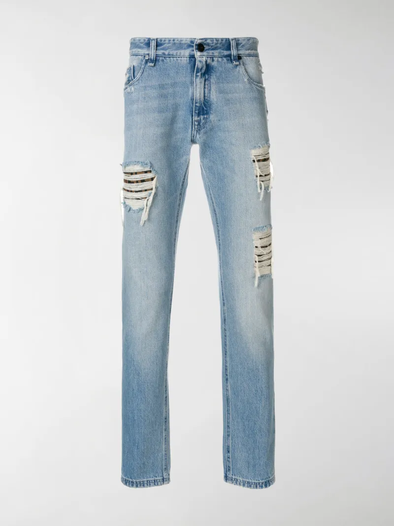 ripped jeans with lining underneath