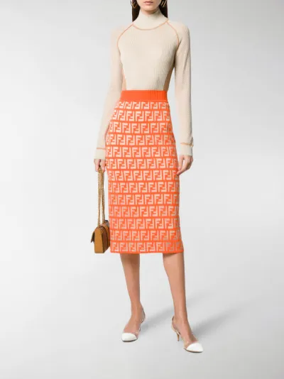 fendi orange skirt