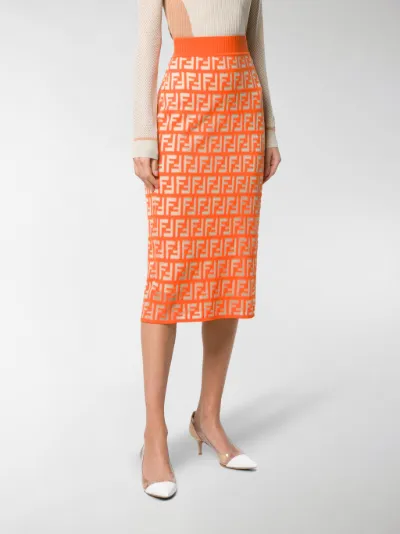 fendi orange skirt