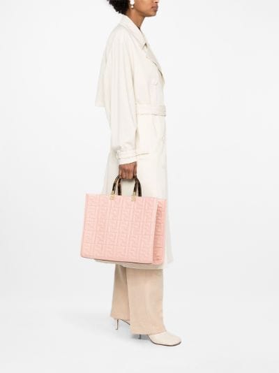 Fendi Leather FF Logo Shopper Bag Blush Pink