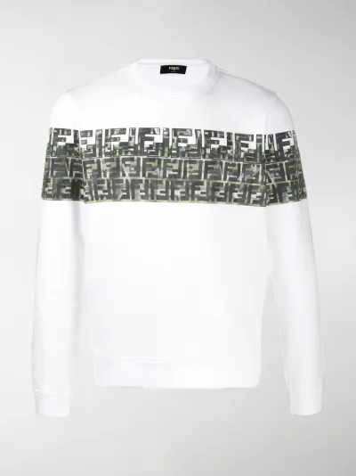 Fendi Felpa FF con stampa camouflage bianco | MODES