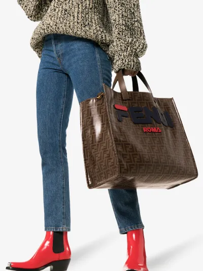 Fendi Fendi Mania brown logo print tote 