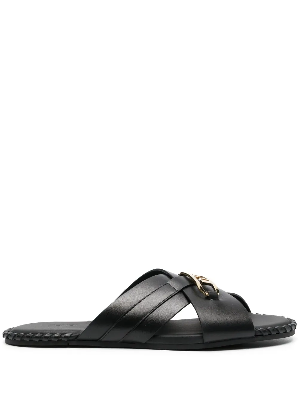 Fendi black leather online slides