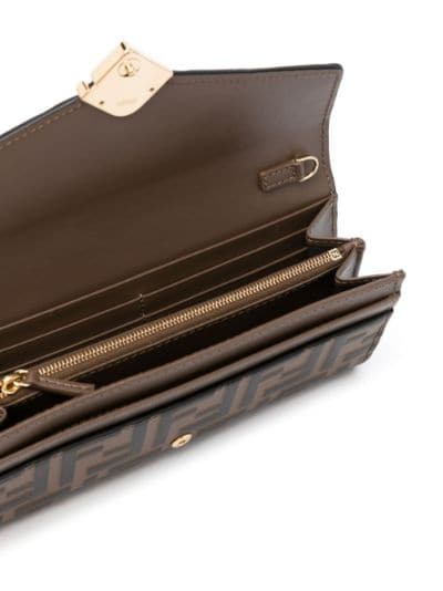 FENDI: Continental Baguette wallet in leather with embossed FF