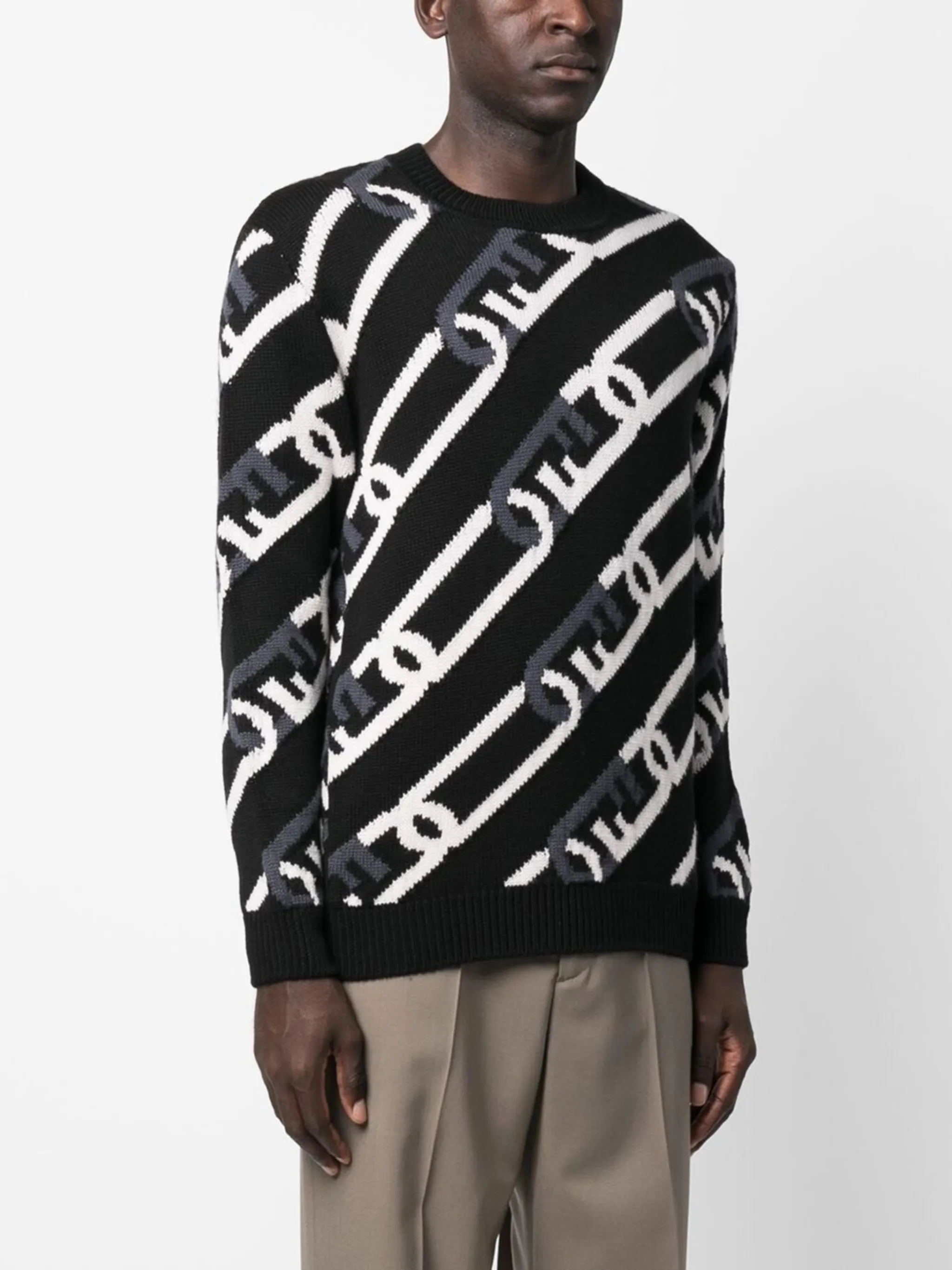 Fendi ff stripe knit jumper online