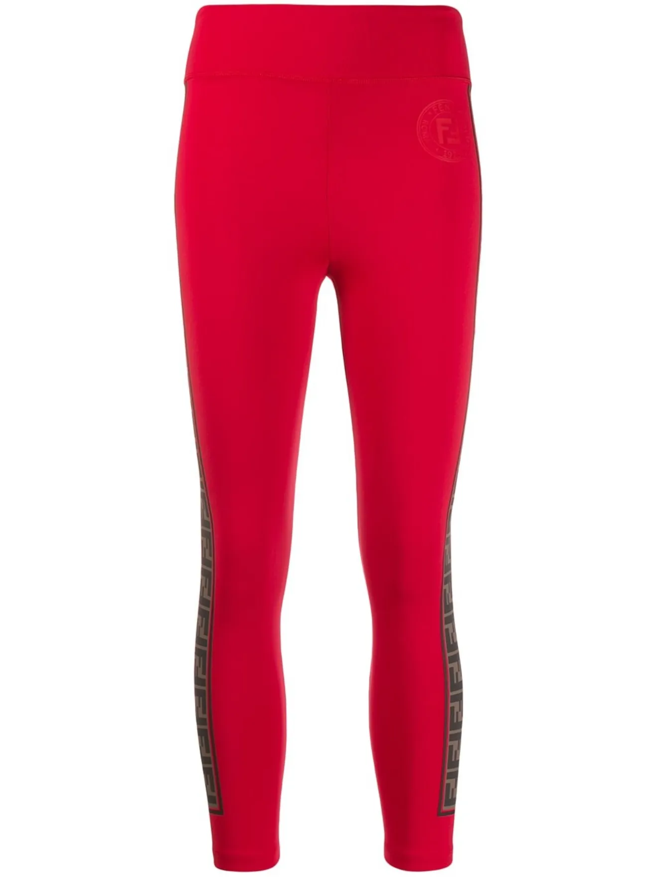 Fendi FF logo leggings red | MODES