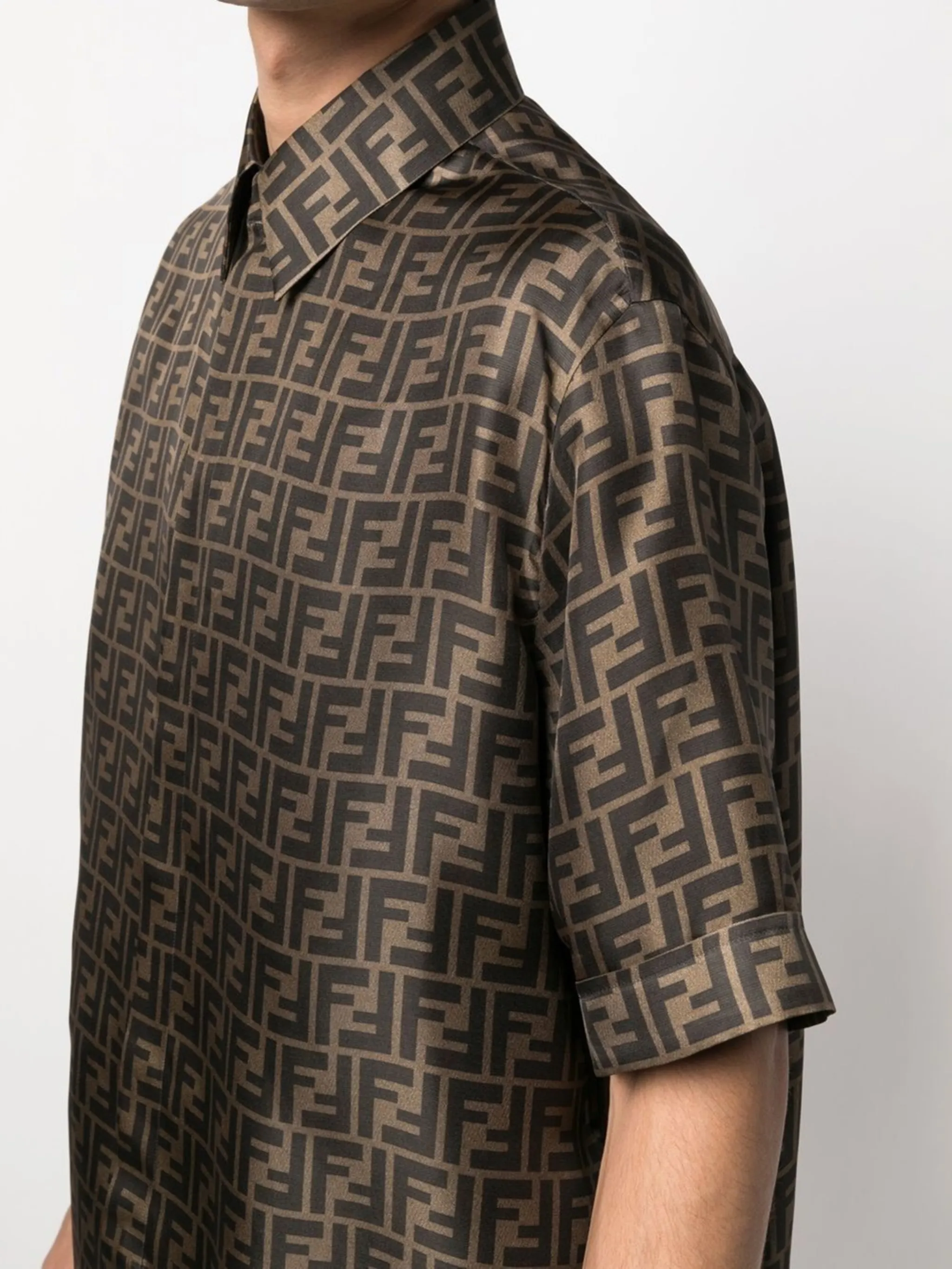 【希少】OLD FENDI Silk Pattern Shirt 44 シルク FENDI 〉Vintage Silk Pattern Shirt
