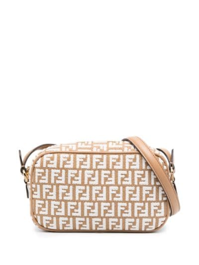 FF monogram-embroidered raffia bag, FENDI