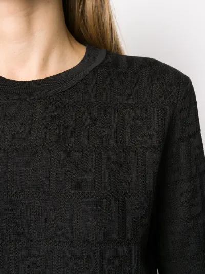 fendi ff motif knitted top