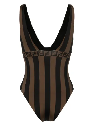 FENDI FF motif striped swimsuit Eraldo DE