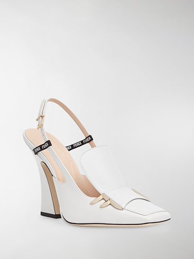 Fendi Ffreedom Slingback Pumps White Modes