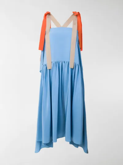 Fendi Blue Polyamide Flared Midi Dress Stefaniamode Fendi Flared Midi Dress