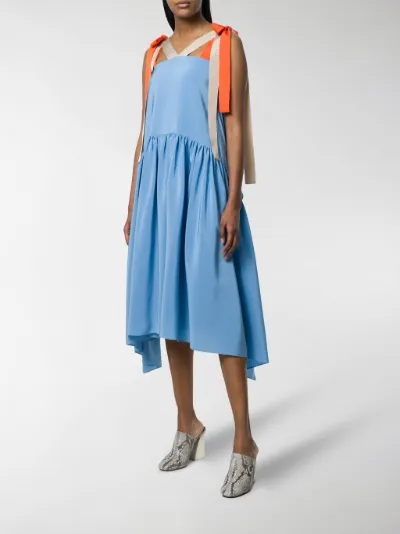 Fendi Blue Polyamide Flared Midi Dress Stefaniamode Fendi Flared Midi Dress