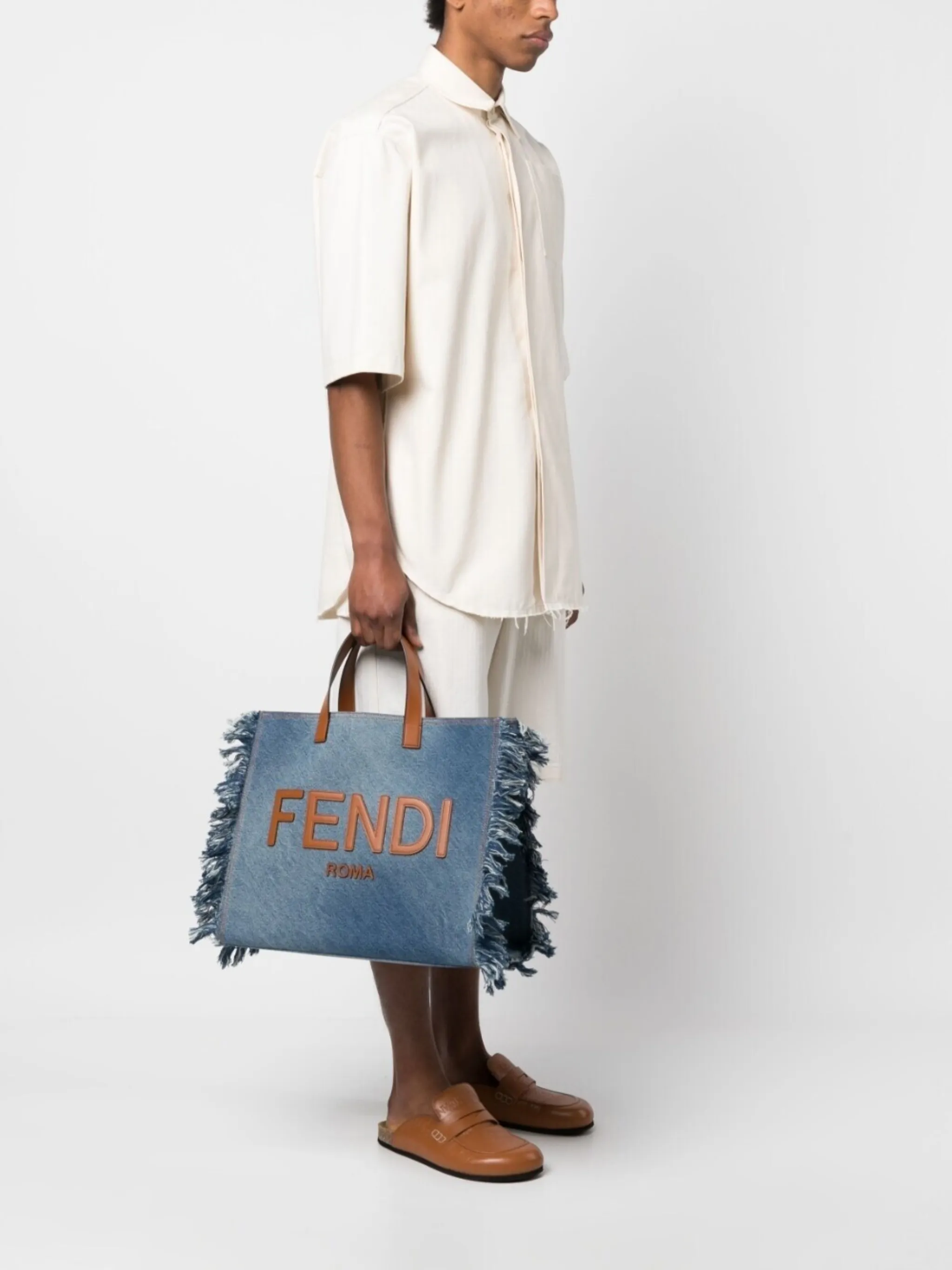 FENDI fringe detailing denim tote bag Eraldo IO