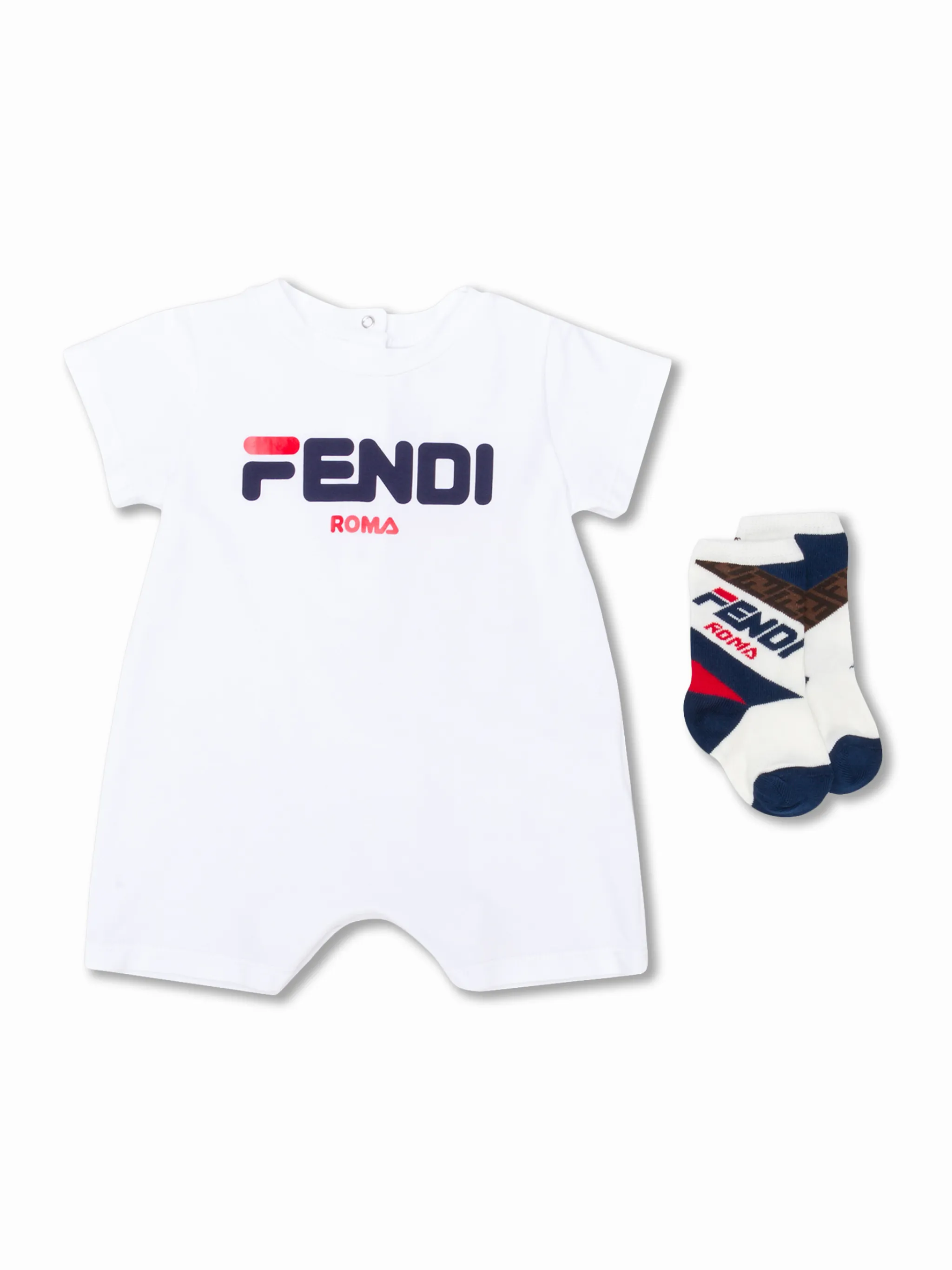 Fendi Kids Fendi Mania logo babygrow set Eraldo HR